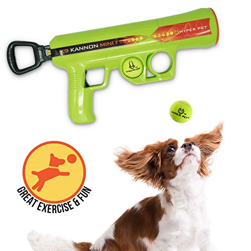 Hyper Pet MINI K9 Kannon Dog Ball Thrower Launcher for Small Dogs (Small Breeds Up To 20 Pounds), Includes 1 Hyper Pet 2 Inch Tennis Ball (Smaller than Regular Tennis Ball) - size: Mini, style: Mini Tennis Ball Launcher