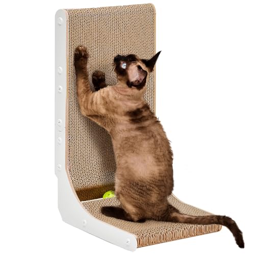 EHEYCIGA Cardboard Cat Scratcher for Indoor Cats, 19 Inch, White - color: White, size: 11.4x9.75x19