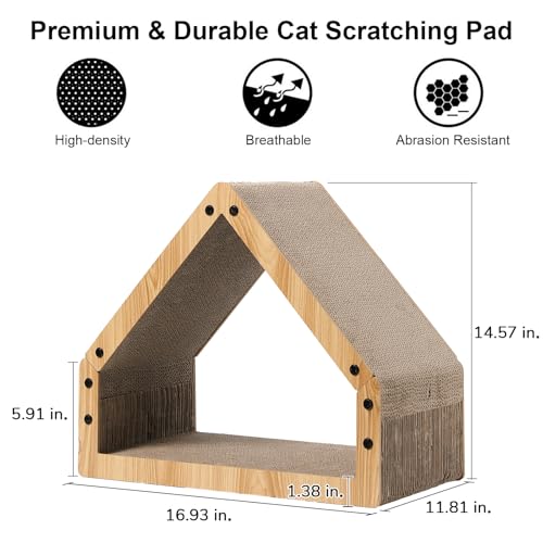 FUKUMARU Cat Scratcher House, Cozy Cardboard Cat Bed Design Scratching Pad