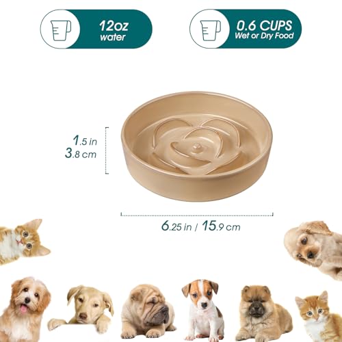 vancasso Ceramic Slow Feeder Dog Bowls, 0.6 Cup Puzzle Dish for Small Breed - color: Khaki, size: S - 0.6 Cups