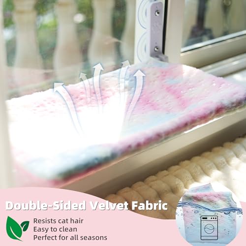 Foldable Cat Window Perch, Cordless Cat Hammock with Strong Suction Cups for Cats Inside, Gradient Color Shiny Fabric, Cute Pet Seat Bed for Kittens with Movable Toy Hooks (Small) - size: S (20.8'Lx11.2'Wx7.8'H)