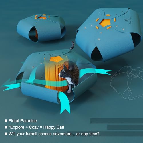 Cat Tunnel, Cat Cave for Indoor Cats Bed,Scratch Resistant Cat Toys for Medium Large Cats Hide and Seek Toy (Peacock Blue) - color: Peacock Blue
