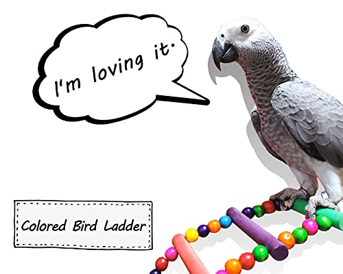 DS. DISTINCTIVE STYLE Bird Ladder Toys Coloured Flexible Parrot Swing Bridge Wooden Cockatiel Cage Hanging Climbing Ladder - size: 27.6 in (12 Steps)