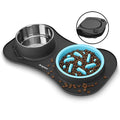 Slow Feeder Dog Bowls 3 in 1 Stainless Steel Food Water Bowl to Slow Eating - color: Dark Grey, size: Small ＆ Medium Breed