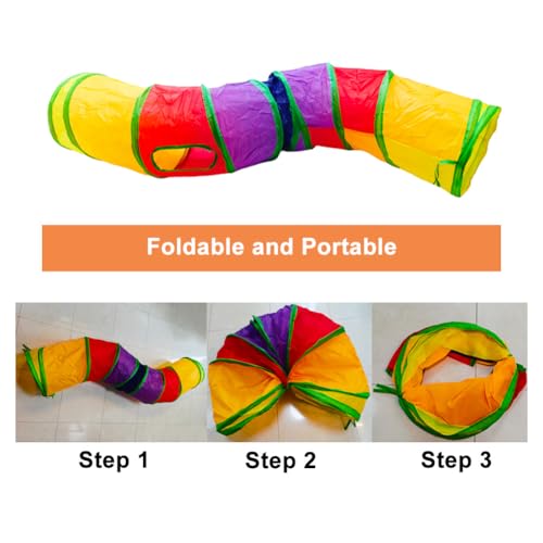 Cat Tunnel, Cat Tunnels for Indoor Cats, S-Shape Foldable Cats Cave - color: S - 2 Way Yellow Green