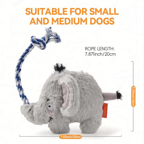 AUSCAT Plush Dog Rope Toy, Durable Squeaky Dog Toys for Puppy Small Medium Dogs (Not for Aggressive Chewers), Elephant - color: Elephant