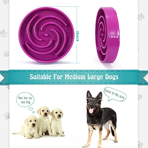 Whippy Slow Feeder Large Dog Bowl - Non Slip Maze Puzzle Bowl for Medium to Large Dogs - Purple - color: G-purple