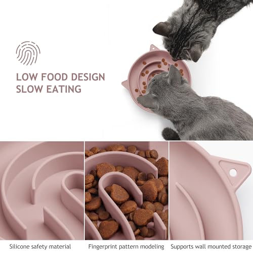 Coomazy Slow Feeder Cat Bowl Silicone Pet Puzzle Feeder for Slow Eating - color: Pink