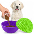 Patelai 2 Pcs Dog Lick Bowl, Slow Feeder Bowl for Dogs, Green, Purple, Bone - color: Green, Purple
