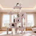 Hey-brother Cat Tree Tower with 3 Condos, Step Climbing Pathway MPJ081MU - color: Muchroom, size: 74.8 inches