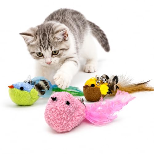 Silvervine Bird Cat Toy Refills, 3 Pack with Feathers and Bells