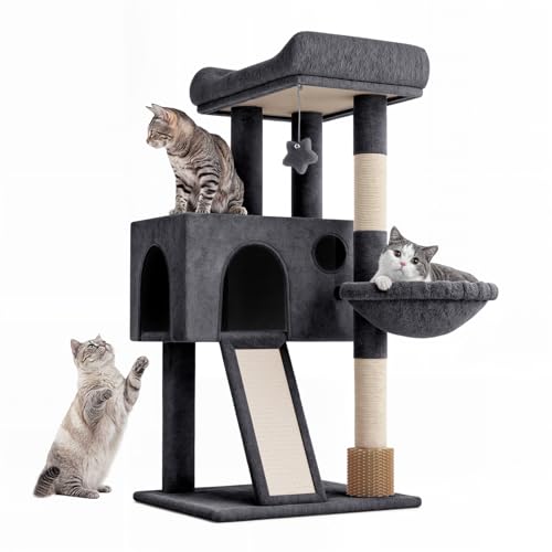 36" Cat Tree Tower for Indoor Cats, Smoky Gray - color: Smoky Gray