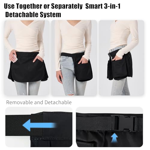 Dog Training Vest with Clicker and Whistle, Pet Handler Waist Treat Pouch for Men and Women, Walking, Hiking, Travel, Dog Training Essentials, Hand Free Waist Belt Clip - Black