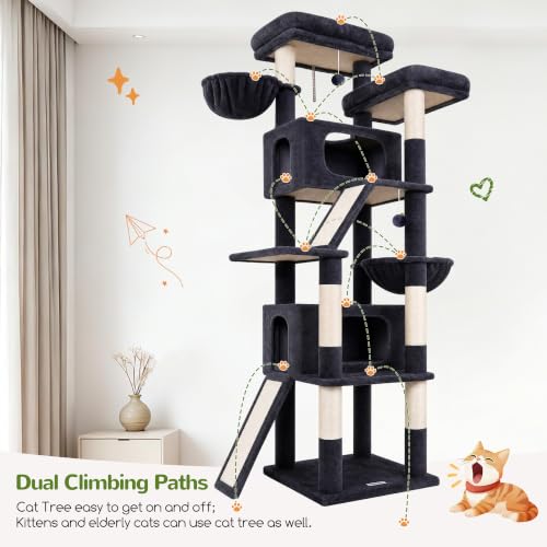 Globlazer 79in Heavy Duty Cat Tree for Large Cats, S79, Dark Grey - color: Dark Grey