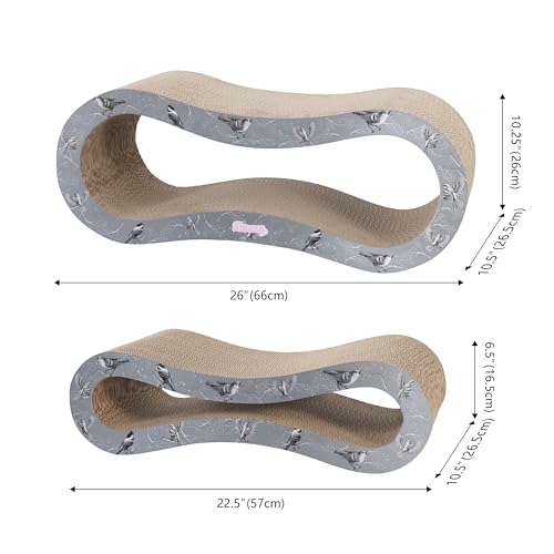 CSR1014E Suvi 26" Modern Cardboard Infinity 2-in-1 Lounge Bed Cat Scratcher with Catnip, Winter Sparrow - color: Gray