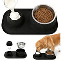 2-in-1 Dog Licking Bowl with Rolling Ball, Stainless Steel Dog Bowls & No-Spill Silicone Lick Mat for Dogs, Wet Dry Separation Dog Slow Feeder Puzzle Licking Toy for Dogs and Cats