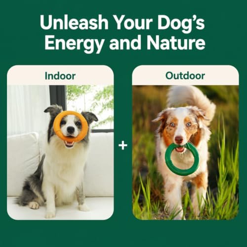 Green Sheep Natural Rubber Ring Dog Chew Toy, Durable Chew Toys for Small to Large Dogs, Tough Dog Toys for Medium & Big Dogs, Puppy Teething Toys - color: Green Ring