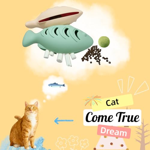 2Pcs Silicone Cat Toys, Multi-Functional Treat Dispenser, Interactive Feeder Toy for Indoor Cats, Food Puzzle Kitten Toys, Pet Training Toy with Catnip Ball (Pink&Green/Blue)