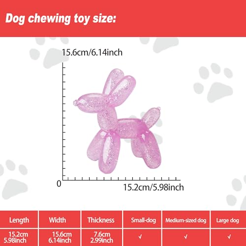 Dog Chew Toys Set – Large & Small Balloon Dog Shape, Durable Plastic Chew Toys for Small, Medium & Large Dogs, Interactive Toys for Boredom Relief & Dental Health (Pink, 2-Pack)