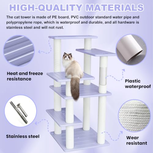 46in 5-Level Cat Tree,Indoor&Outdoor Large Cat Tower with Scratching Posts