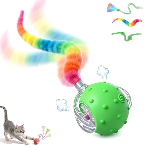 Interactive Cat Toys for Indoor Cats,3-Tails,Automatic Moving Kitten Toys - color: Green