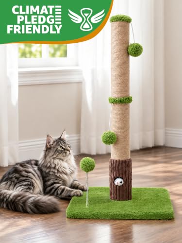 Woochpet Funny Cat Scratching Posts Sturdy Scratcher Posts 33'' Green - color: Green, size: 33‘’