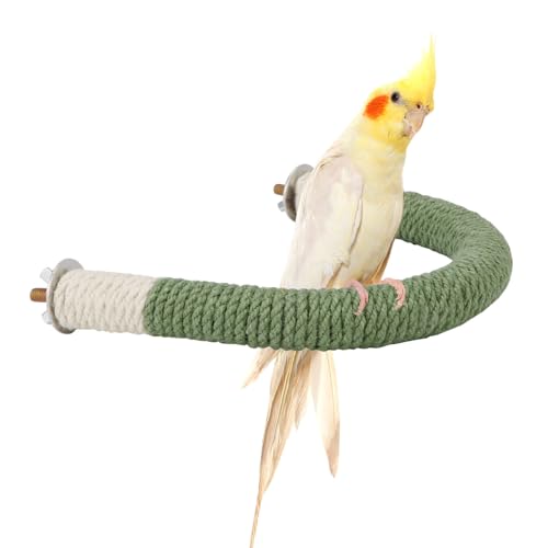 Hypeety U Shape Bird Hemp Rope Perch Parrot Paw Grinding Stand, Green, L