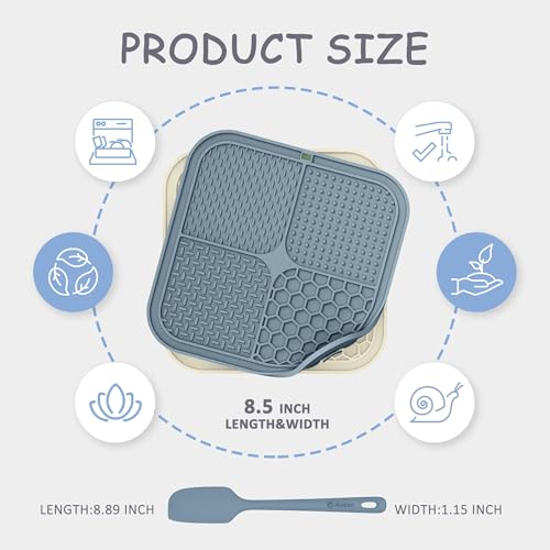 ChefAide 2 Pack Lick Mat for Dogs, Cats & Puppies with Suction Cups - color: Blue & Beige