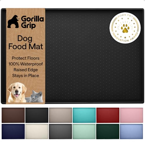 GORILLA GRIP Dog Food Mat, 100% Waterproof Silicone, 16x10 Black - color: Black, size: 16"l X 10"w
