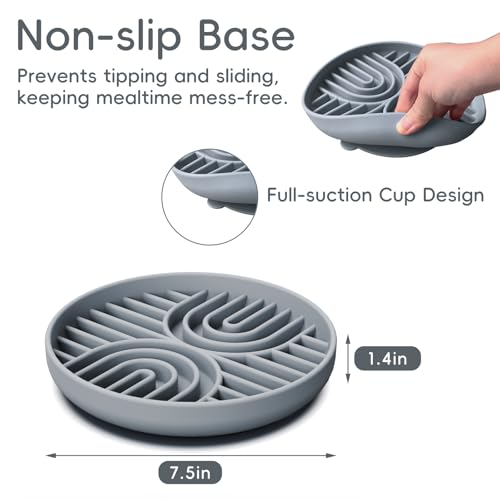 Slow Feeder Dog Bowls, Silicone Slow Feeder for Dogs & Puppies, Dog Puzzle Bowl with Suction Cup for Anxiety Relief, Slow Eating, Dishwasher Fit, for All Breed, Grey - color: MIST