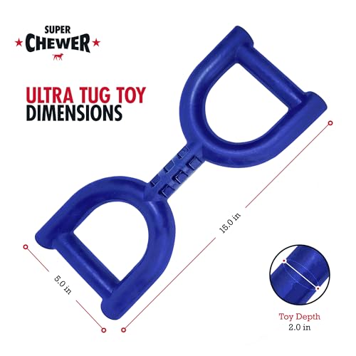 SuperChewer Tough Tug Pull Toy | Lifetime Replacement | Strong Natural Rubber | Interactive Tug-of-War Toy for Dogs | Ultra Durable Chew Toys for Aggressive Chewers | For Medium & Large Breeds - size: Large