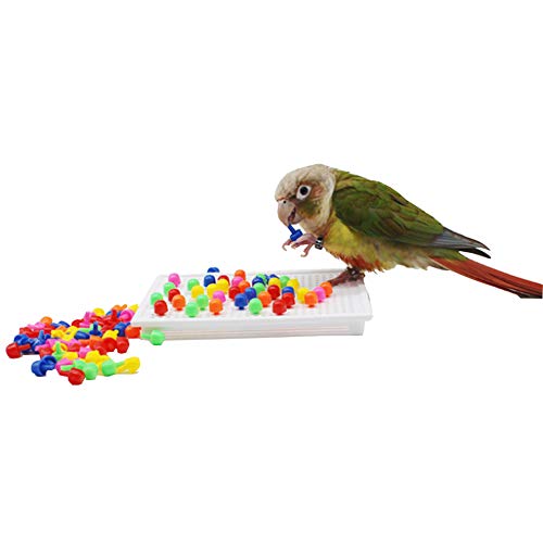 QBLEEV Parrot Puzzle Toys for Parakeets, Cockatiel & Conure - Bird Intelligence Training & Foraging Toys - color: Building Blocks Toy
