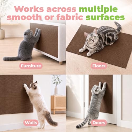 Catify Peel & Stick Cat Scratching Mat - Brown, L:78" - color: Brown Mat - L: 78"