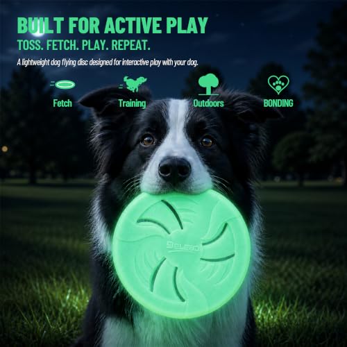 Dog Flying Disc, Flexible TPR Dog Fetch Toy, 9.06 inch, Glow - color: Glow, size: Large