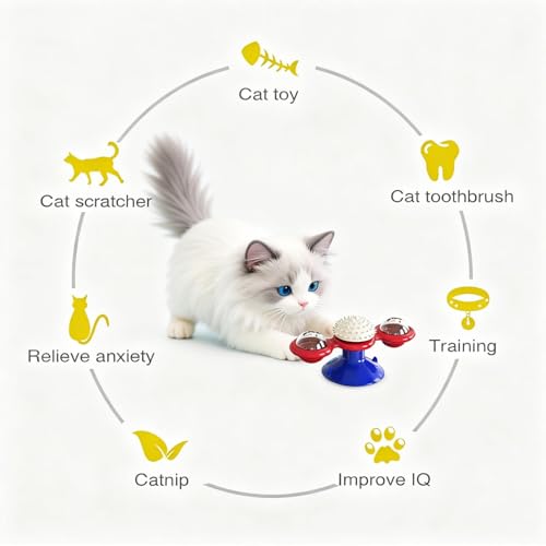 Interactive Cat Toys & Treat Dispenser with Catnip Ball (Aqua)