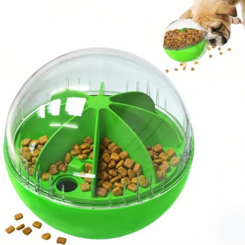 Dog Treat Ball, Silent Treat Dispenser Puzzle for Medium/Large Dogs - color: Green 2