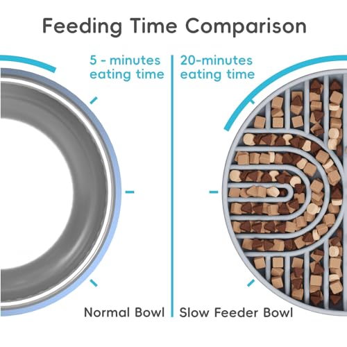 Slow Feeder Dog Bowls, Silicone Slow Feeder for Dogs & Puppies, Dog Puzzle Bowl with Suction Cup for Anxiety Relief, Slow Eating, Dishwasher Fit, for All Breed, Grey - color: MIST