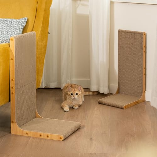 Conlun Cardboard Cat Scratcher, 23" L-Shaped Scratch Pad - size: 23" 2-Pack