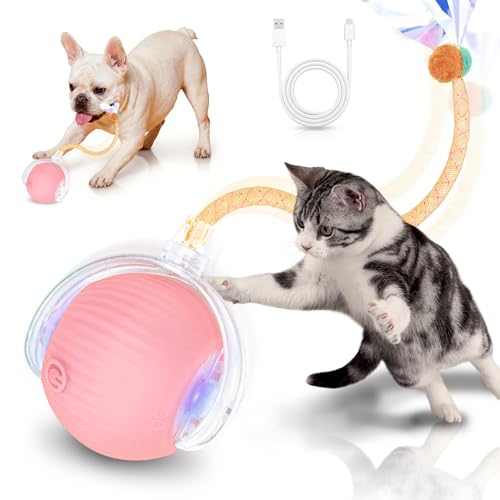 Cat Toys for Indoor Cats Smart Automatic Ball Moving Chase Dogs Toy, Pink - color: B3-Pink Dragonfly