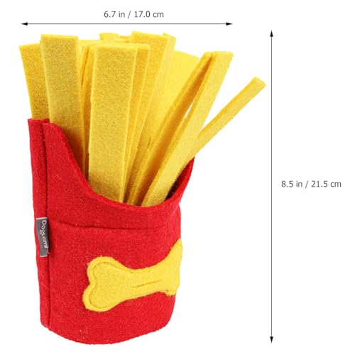TEHAUX Dog French Fry Snuffle Toy Felt Slow Feeder Training Puzzle Squeaky Pet Interactive Toy Food Dispensing Enrichment Mat for Dogs 8.46X6.69X3.14 in