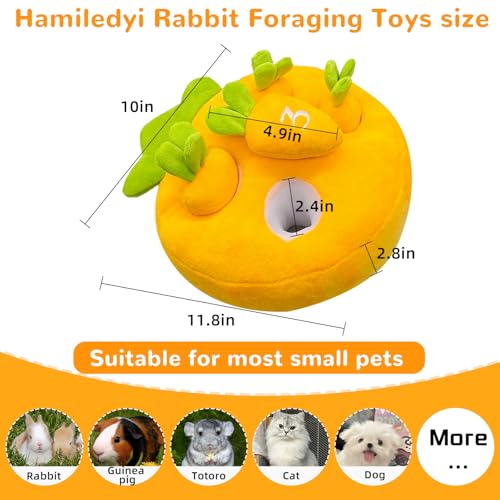 Hamiledyi Rabbit Foraging Toys Bunny Plush Puzzle Toy Carrots Snuffle Mat for Chinchilla Guinea Pig Ferret Rat Entertainment (Yellow)