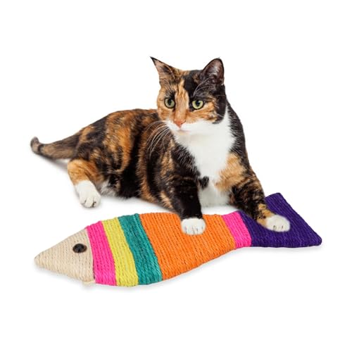 Hypeety Cat Scratching Board Creative Sisal Fish Shaped Cat Claw Pad Toy - color: Fish L