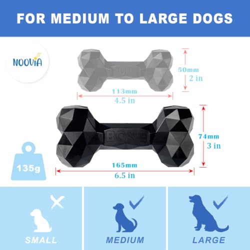 NOOVIA Durable Dog Chew Toy Rubber Bone 100% Natural Bite-Resistant Interactive Pet Toys for Dogs, Diamond Texture Modern Geometric Design (Lake Green, Medium 2-Pack) - size: Medium 2-Pack