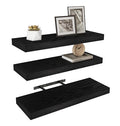 Vervida® Black Floating Wall Shelves 24in Deep Set of 3 Holds 37lbs - color: Black, size: 24x7.9 (3Pcs)