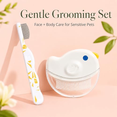 2 Pack Pet Eye Face Comb, Cat Shedding Brush for Dogs Cats, White - color: White