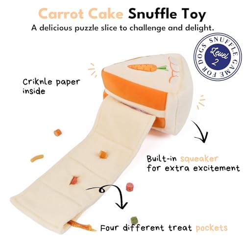 CHEWFFON Dog Interactive Toy, Puzzle Snuffle Carrot Cake for Enrichment - style: Carrot Cake