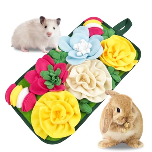 Guinea Pig Snuffle Mat - Interactive Feeding Toy for Small Pets | Slow Forage Mat for Rabbits, Hamsters, Guinea Pigs | Easy to Clean & Store, Safe Pet Enrichment Activity (Multi-Color)