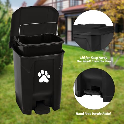 Outdoor Trash Can Dog Poop Bin Dog Waste Trash Can Pet Outside Garbage Can - color: Black with 5rolls Bags