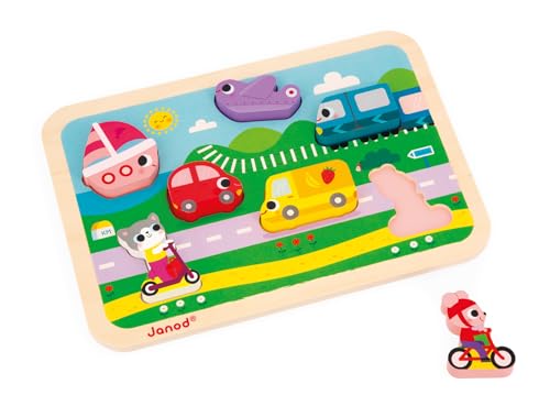 Janod - Chunky pegged Puzzle - Vehicles - 7 Pieces - style: Vehicles