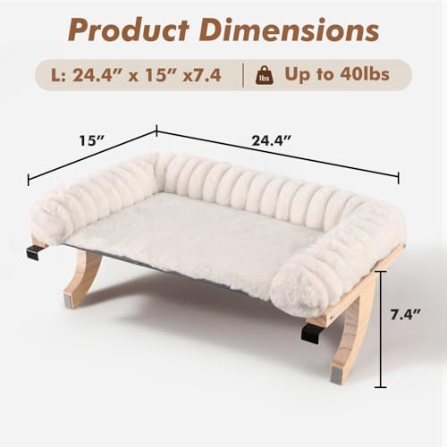Cloud-Soft Cat Window Sill Perch, Zipper Design Cushion Pet Bed, L - color: White, size: Large(24.4''x15'')